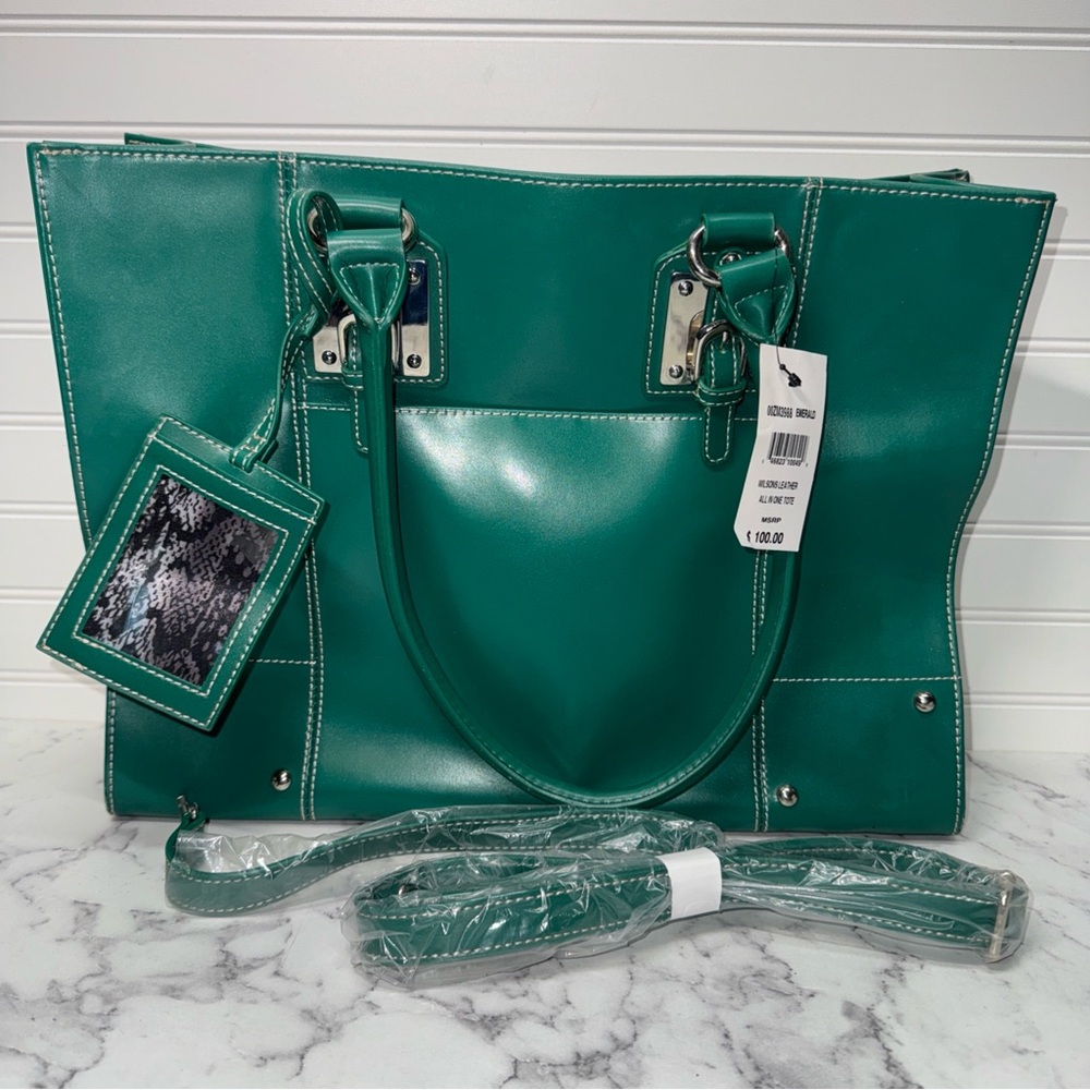 Wilson leather Elegant Green Tote Bag NEW